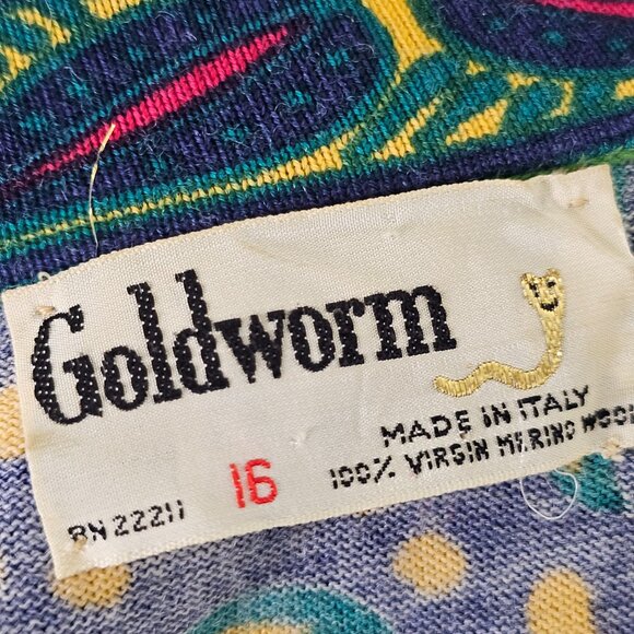 GOLDWORM Rare Vintage 70's Modern Art Italian Wool Dress - Picture 14 of 14